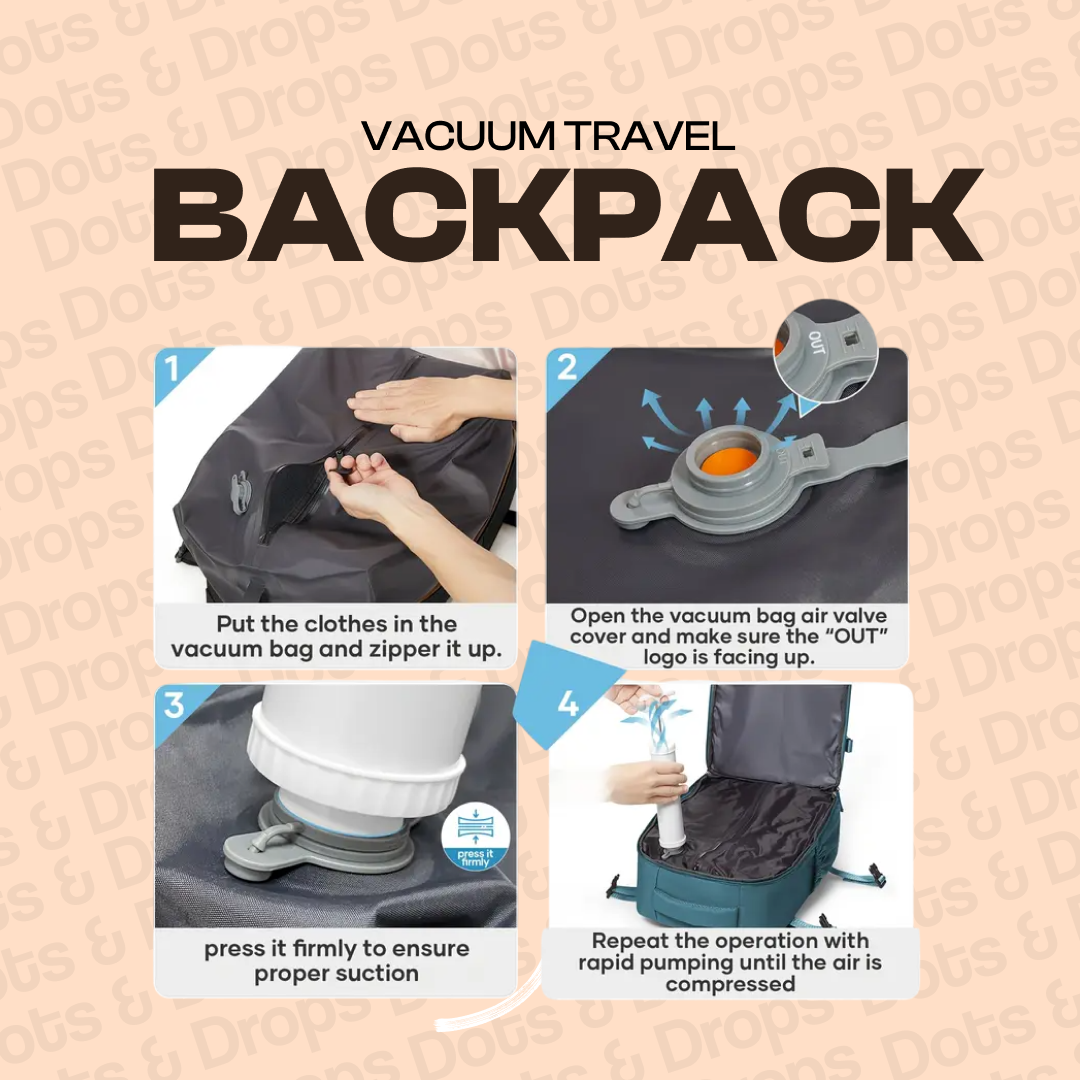 Vacuum Travel Backpack with Manual Pump