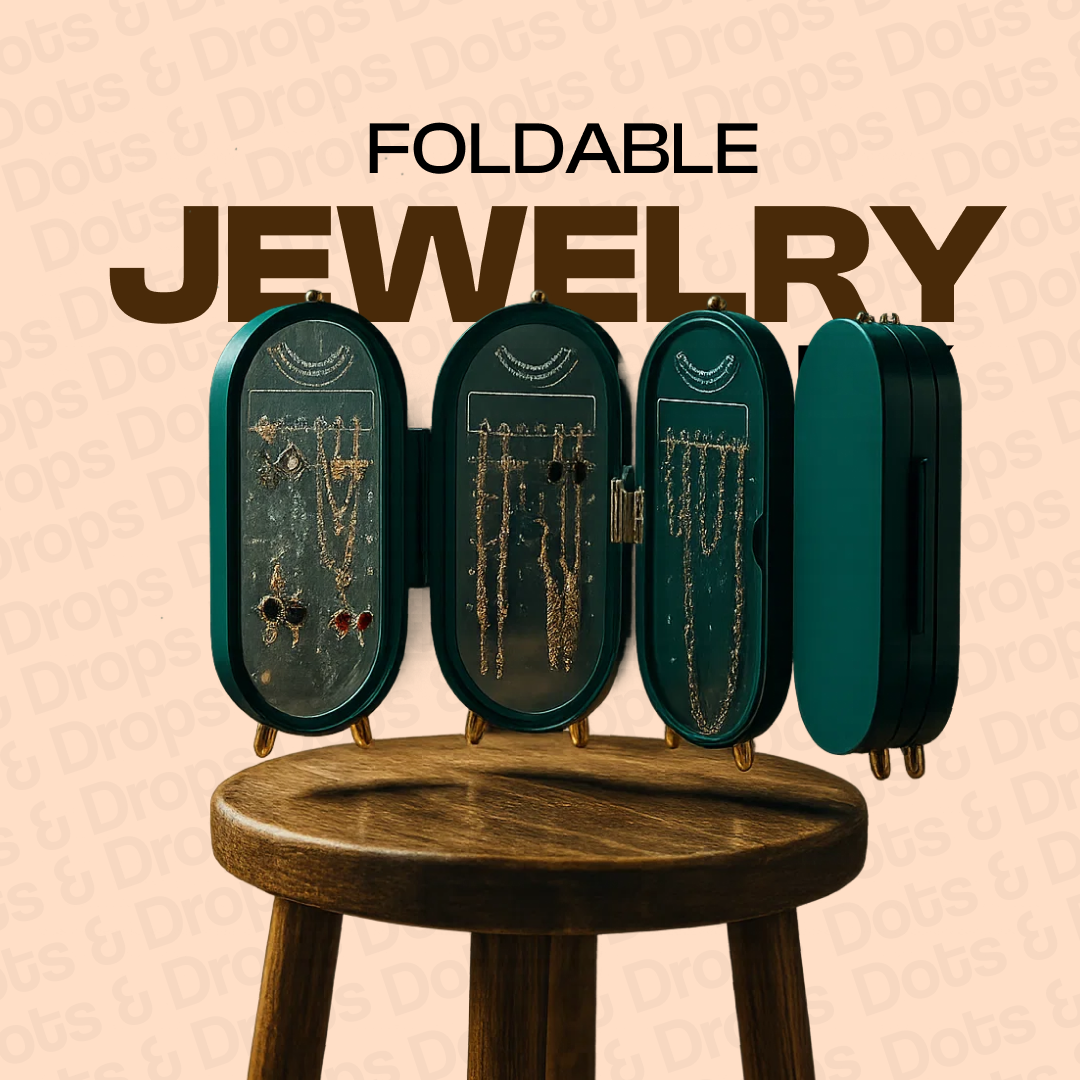 Foldable Jewelry Box Storage Organizer With Mirror