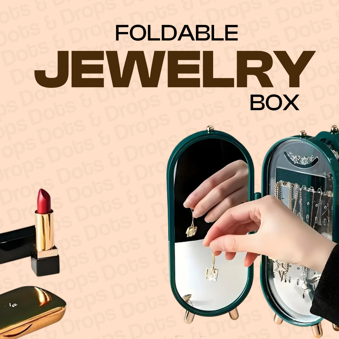 Foldable Jewelry Box Storage Organizer With Mirror
