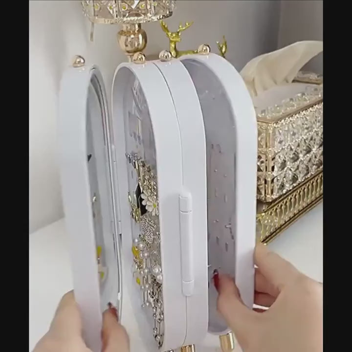 Foldable Jewelry Box Storage Organizer With Mirror